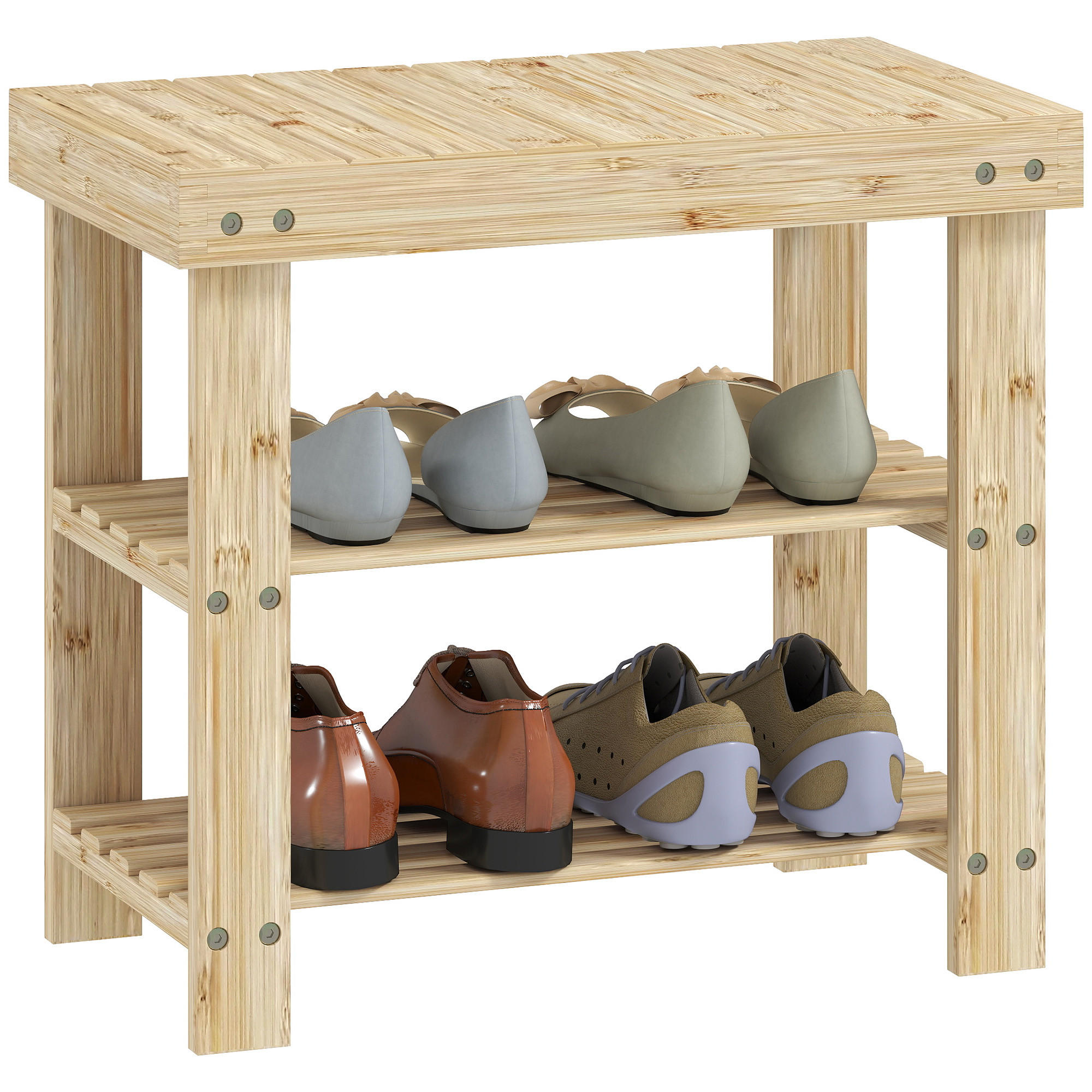 SCHUHBANK Natur 50/28/45 cm - Naturfarben, Holz (50/45/28cm) - PANGIVO