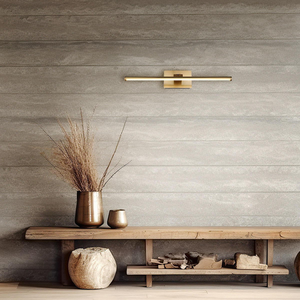 LED WANDLEUCHTE Jamie Messing matt - Messingfarben, Metall (40/7.5/40cm) - Globo Lighting