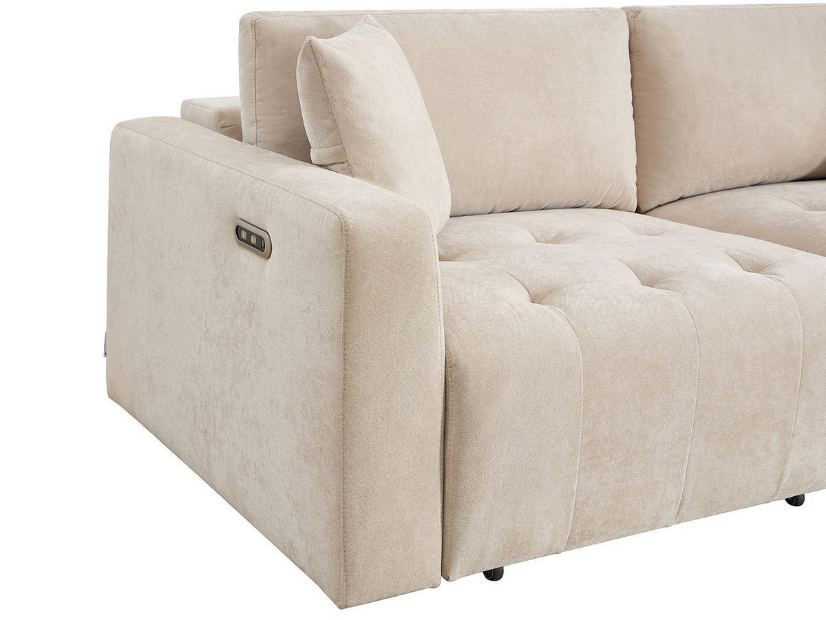3-SITZER-SOFA mit elektrisch verstellbaren Sitzflächen in beigem Stoff - DIMARIAS - Beige, Textil (210/86/107cm) - Vente-Unique