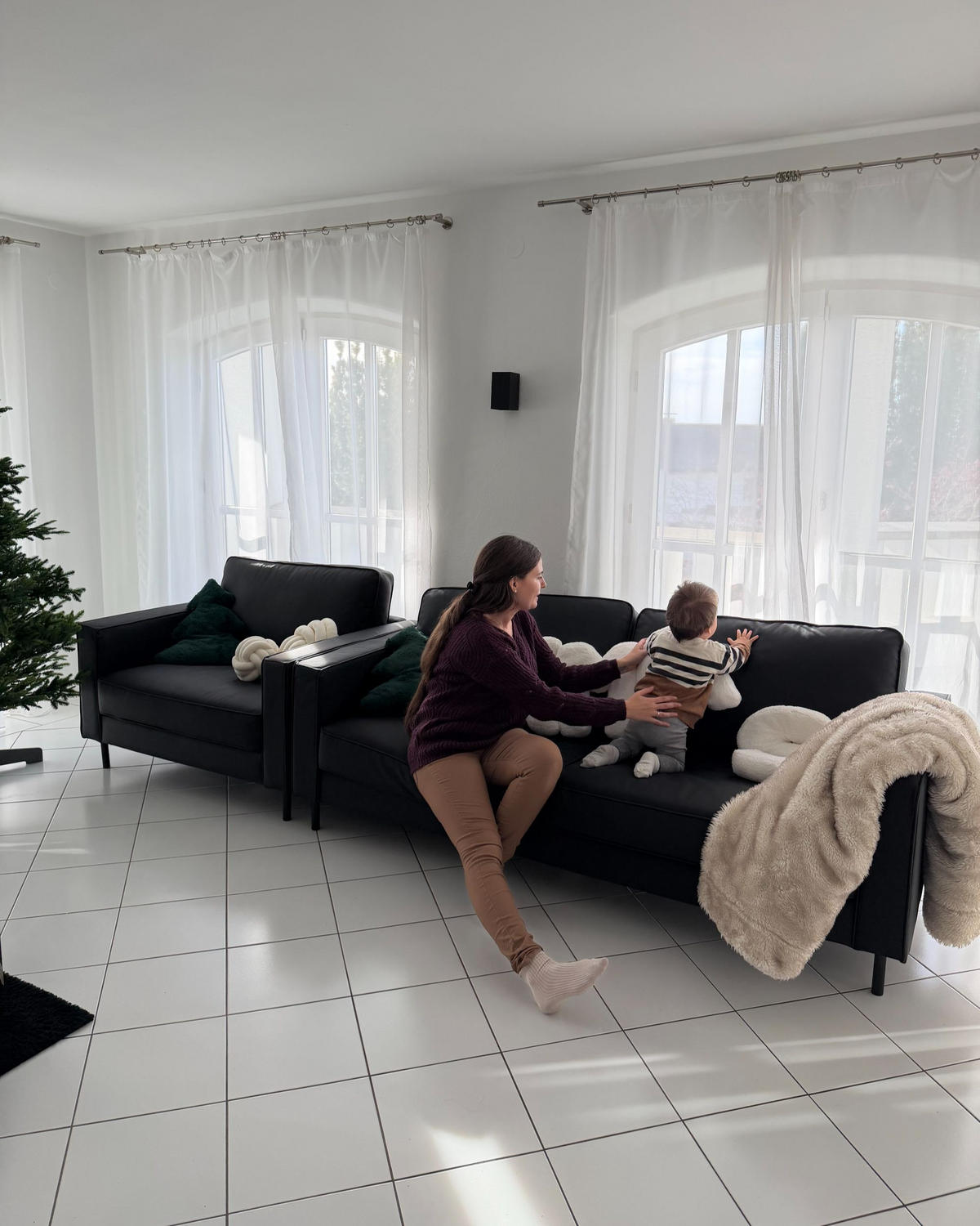 SOFA-SET 4-sitzer Leder Schwarz Savalen - Schwarz, Leder (204/87/91cm) - Beliani