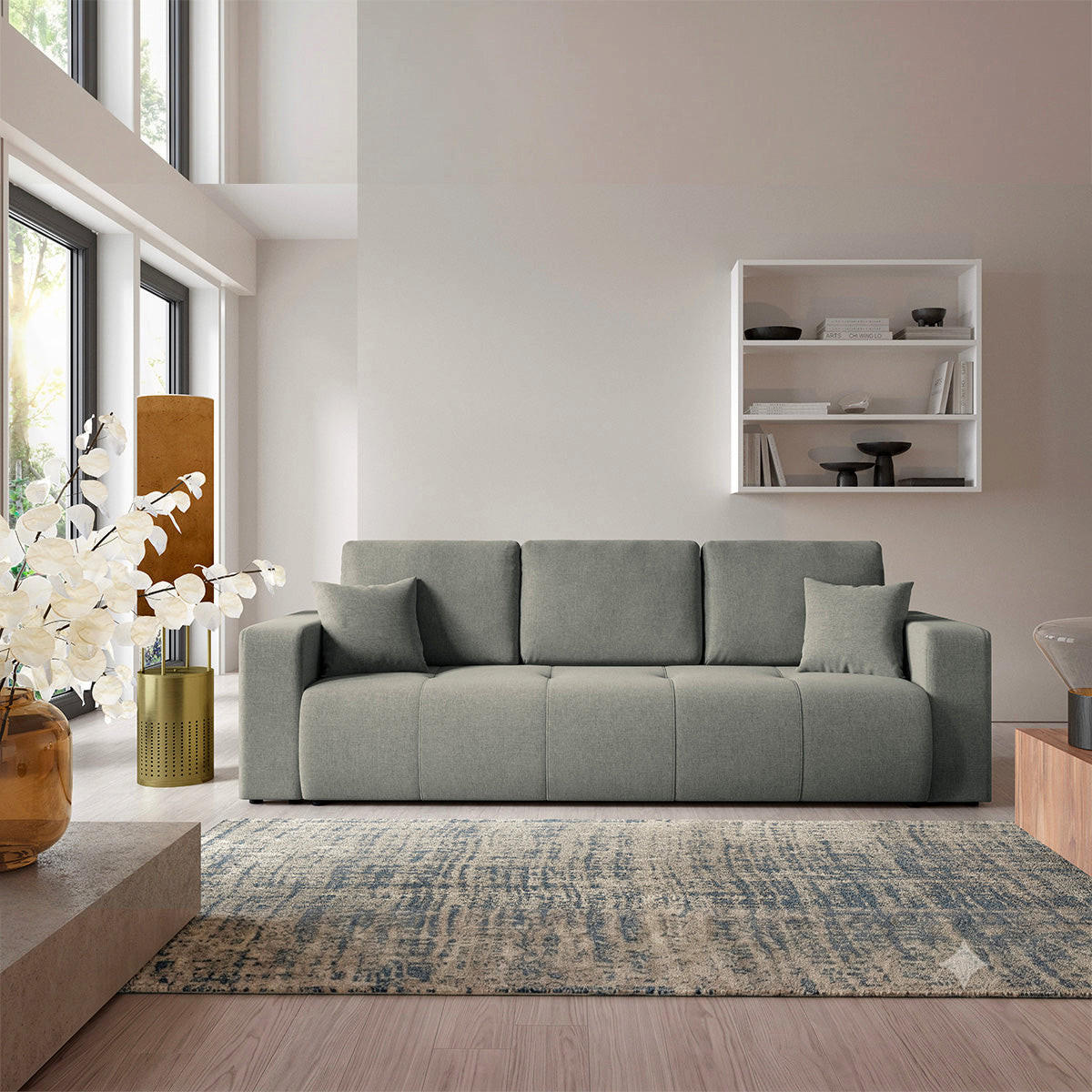 SOFA Giulia 3 Sitzplätze Grau - Grau, Holz (244/82/102cm) - Petits-meubles