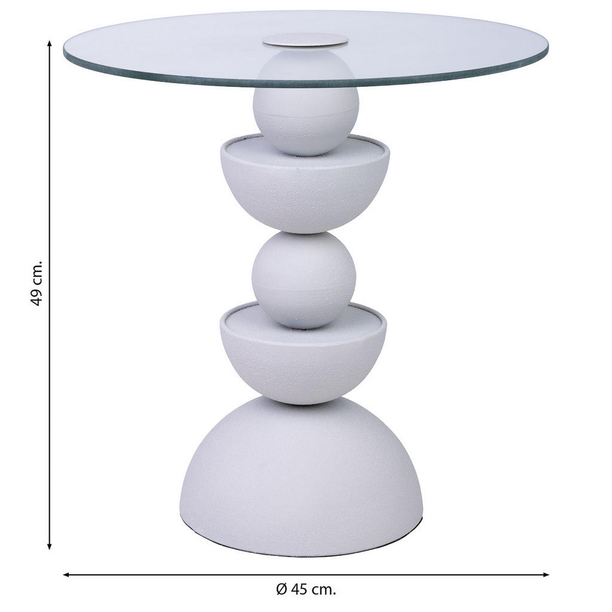 TISCH aus Metall und Glas, 45x49cm - Weiß, Metall (45/45/49cm) - Wanderlust