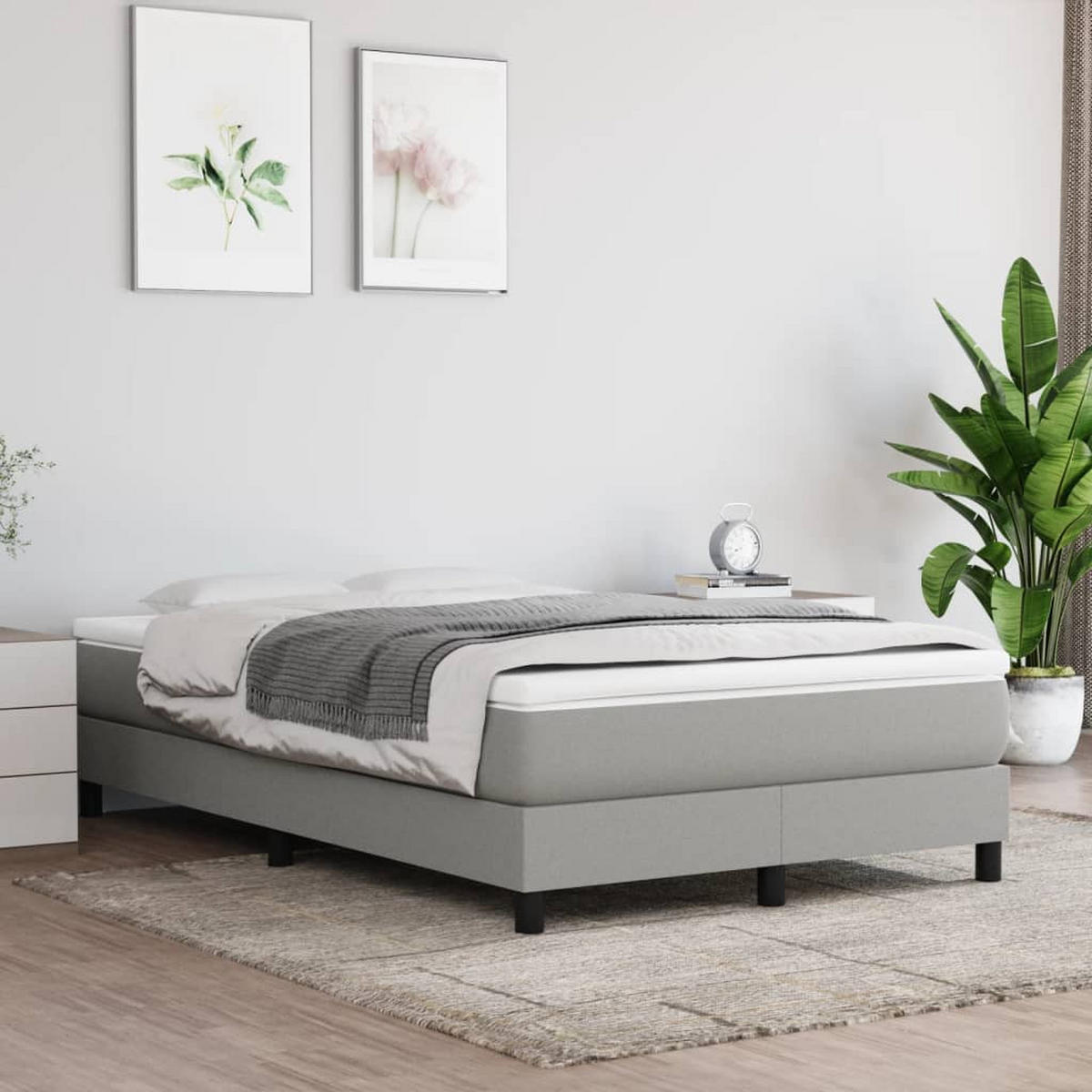 POLSTERBETT Quinlan 120/203 cm - Hellgrau, Holzwerkstoff (120/200cm) - Nettlife