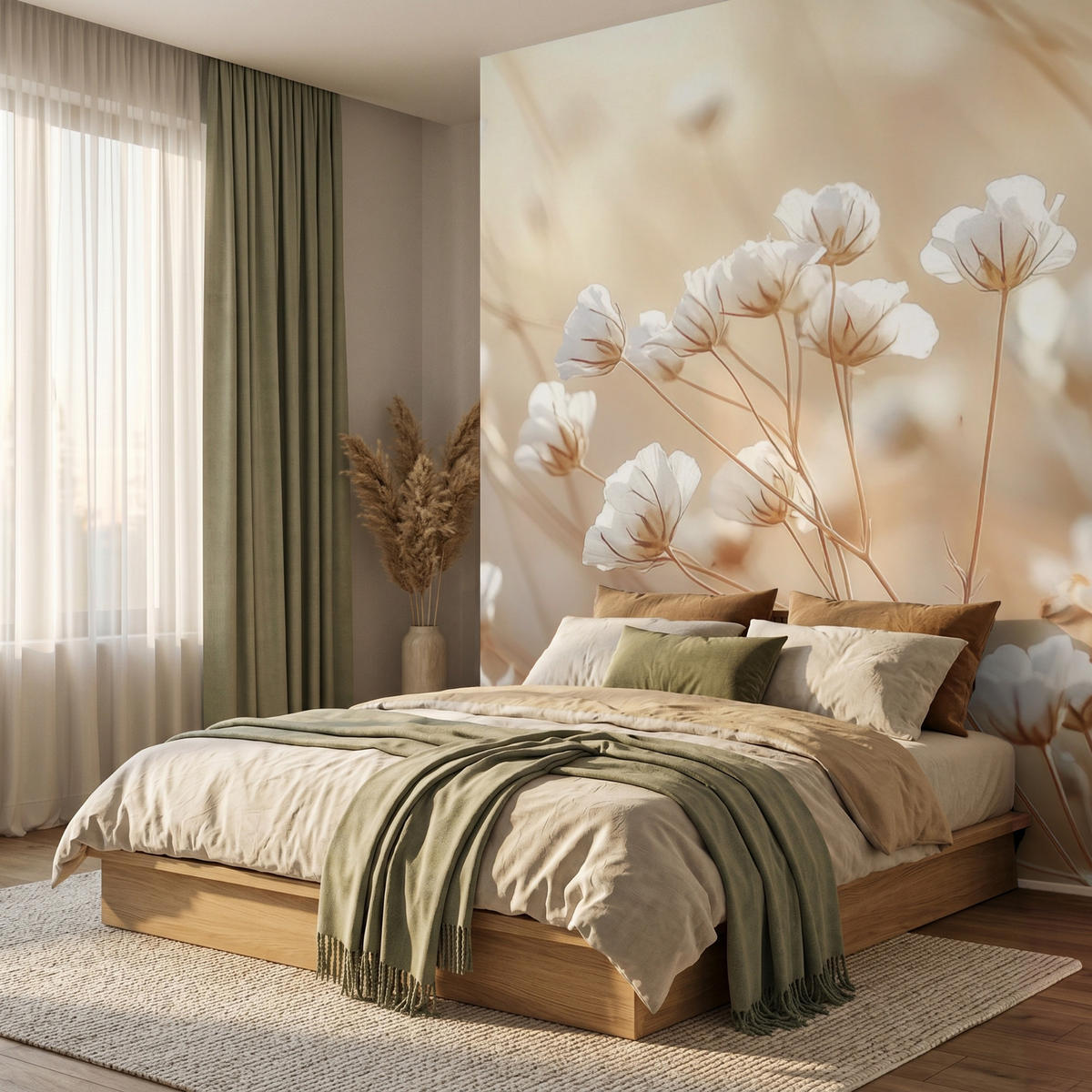 TAPETE - Wild - Blumen - Weiß - 220x280 cm - Creme, Papier (220/280cm) - OnlyWow