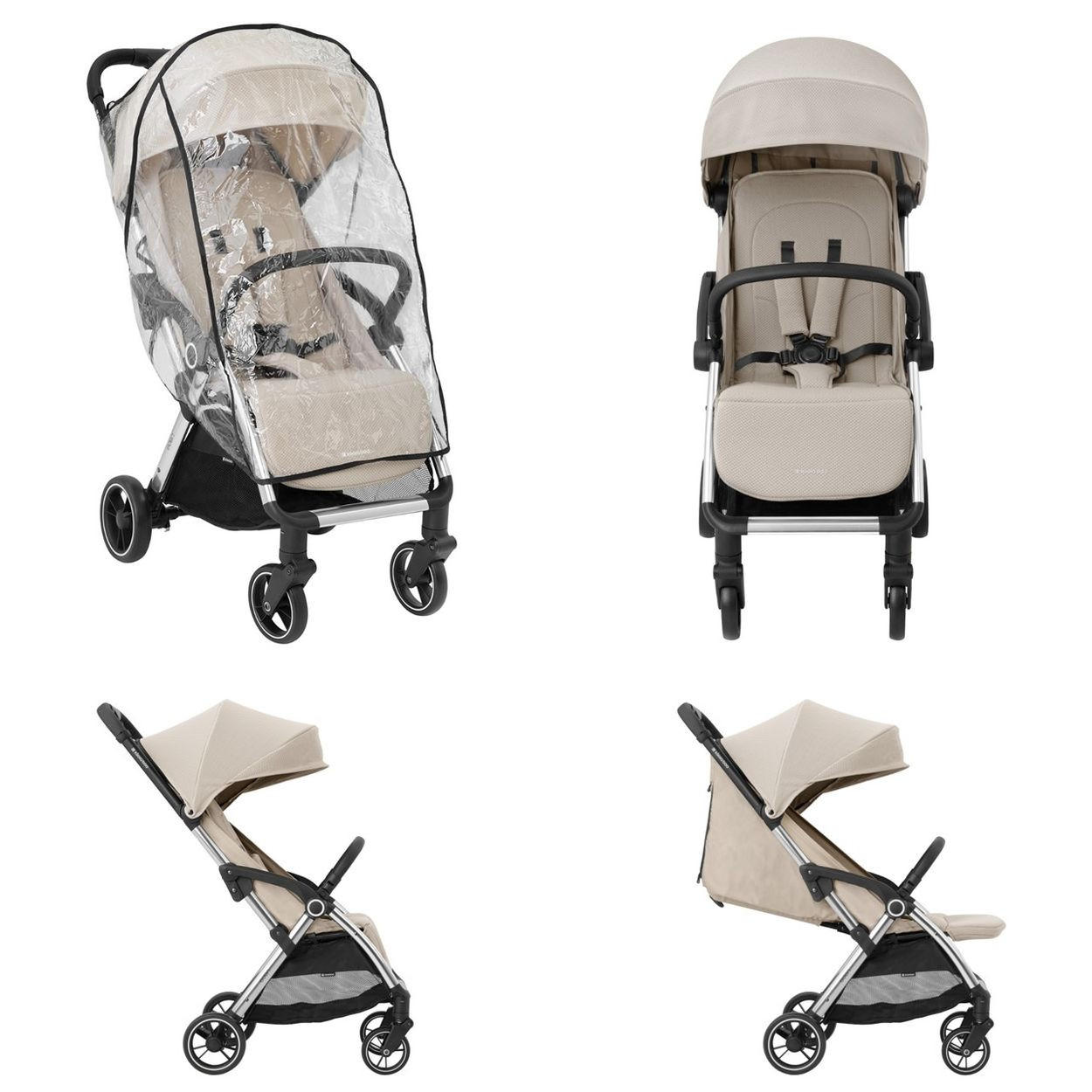 BUGGY Eden bis 22 kg beige Federung Regenschutz zusammenklappbar - Beige, Metall (62/47/100cm) - Kikka boo