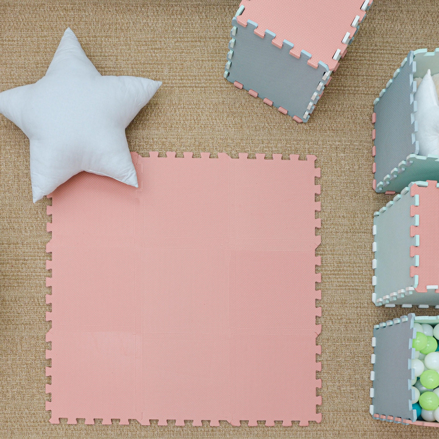 SPIELMATTE ab Null - 90 cm Baby Puzzlematte Rosa - Rosa, Kunststoff (30/30cm) - Littletom