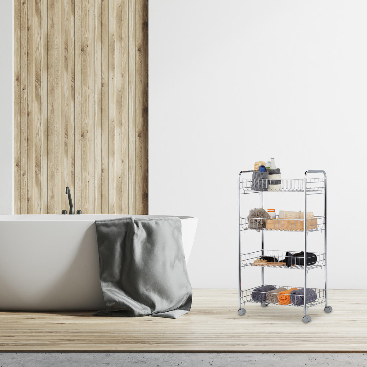 ROLLREGAL - Silberfarben, Kunststoff/Metall (40.5/91.5/26.5cm) - Relaxdays