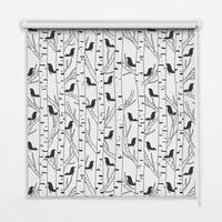 VNÚTORNÁ roleta - okenná roleta - roleta - 100x100 cm - Nakreslené vtáky a stromy - čierna, plast (100/100/0.5cm) - TULUP