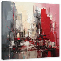LEINWANDBILD Stadt Abstraktion Rot Architektur 30x30cm - Rot, Textil (30/30cm) - Feeby
