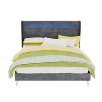 POLSTERBETT 140/200 cm mit LED-Beleuchtung, verstellbarer Rückenlehne und Matratze, Grau - Grau, Textil (140/200cm) - Redom