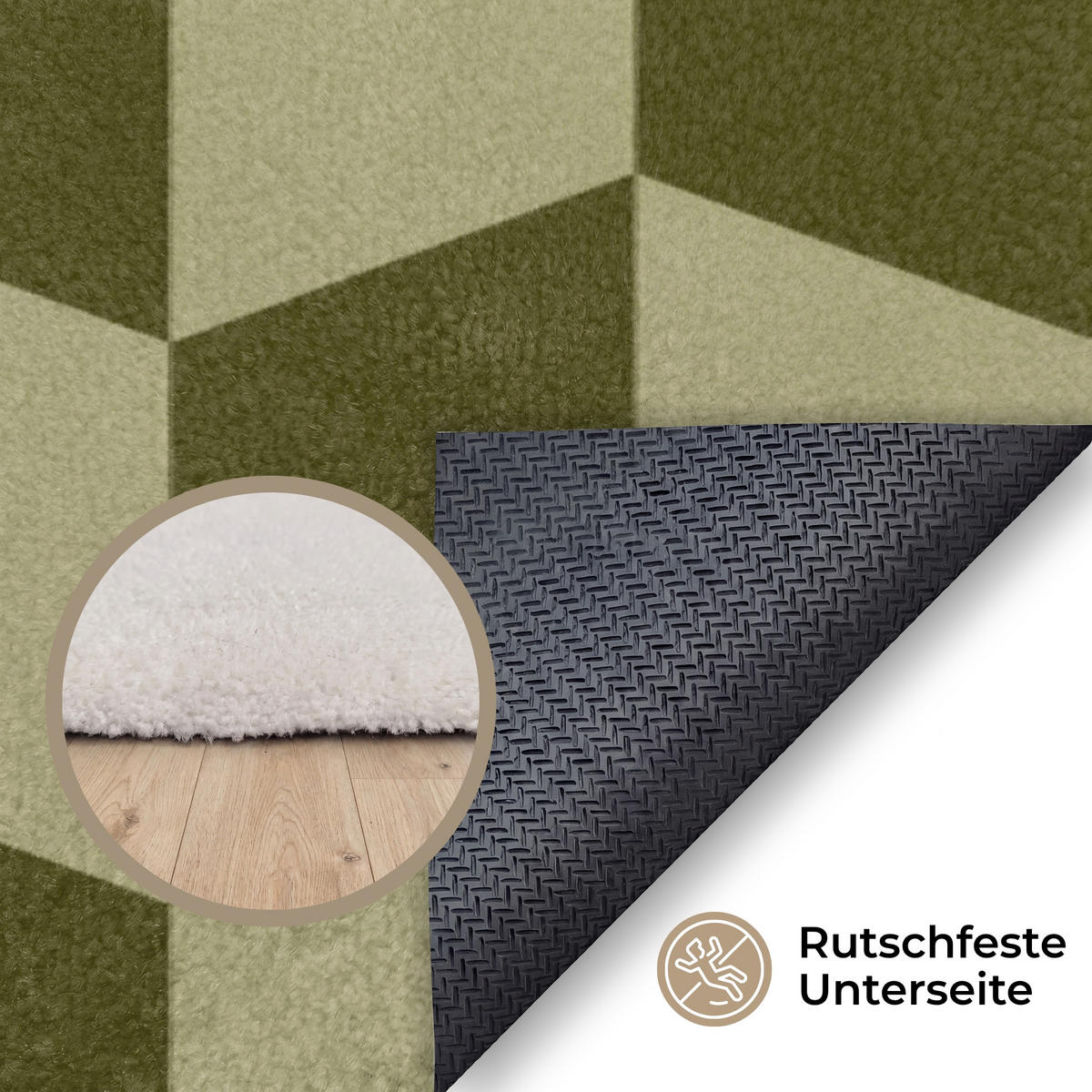 PREPROGE - Cikcak - 90x150 cm - olivno zelena, umetna masa/tekstil (90/0.4cm) - OnlyWow