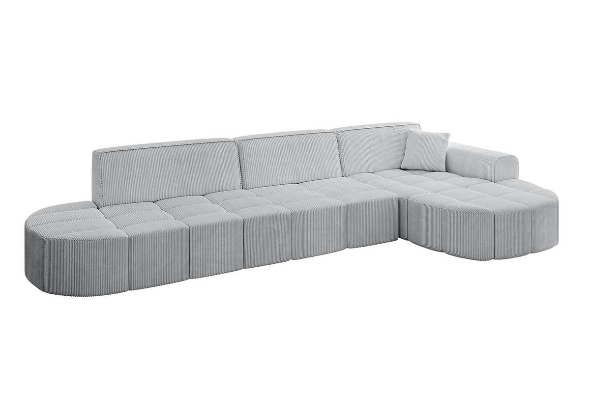 ECKSOFA Ottomane Rechts LIVO-L2 - 337x173x79,5 cm Grau - Grau, Holzwerkstoff/Textil (337/173cm) - ALTDECOR