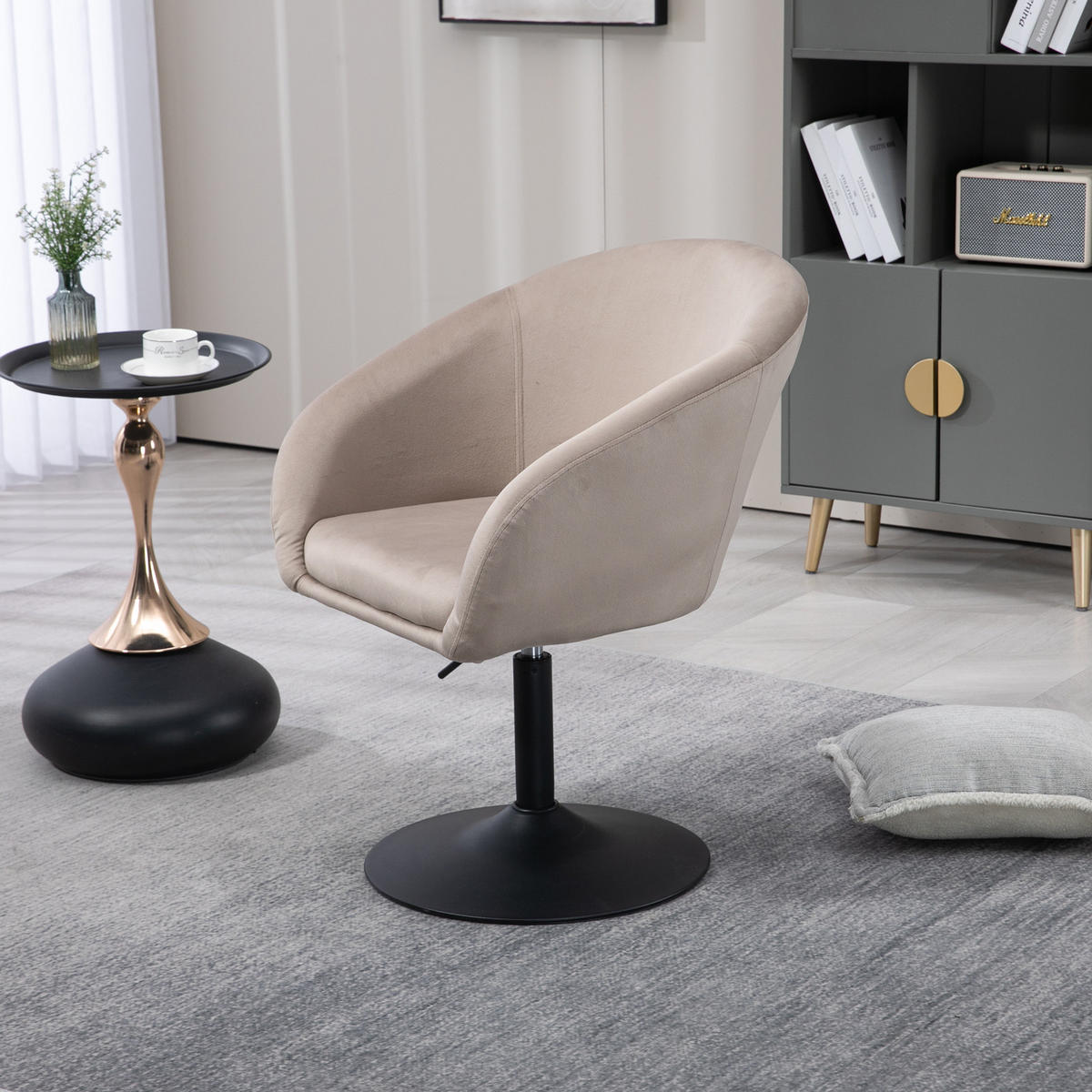 LOUNGESESSEL JAMAIKA mit Armlehnen Samt - Taupe, Textil (59/95/59cm) - SVITA