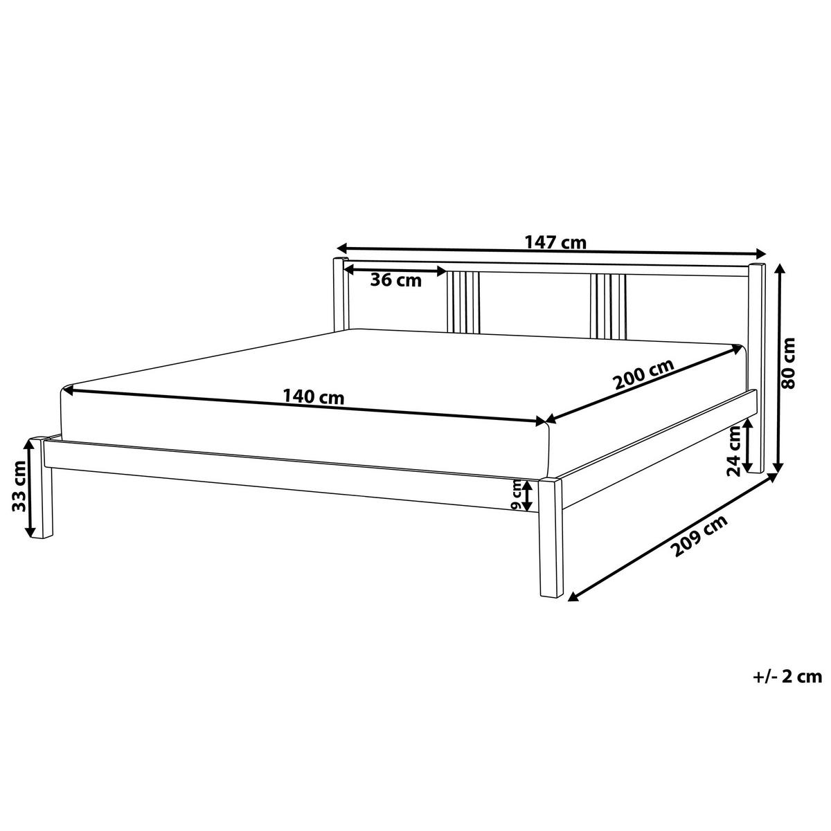 BETT mit Lattenrost 140x200 cm Heller Holzfarbton Vannes - Hellbraun, Holz (140/200cm) - Beliani
