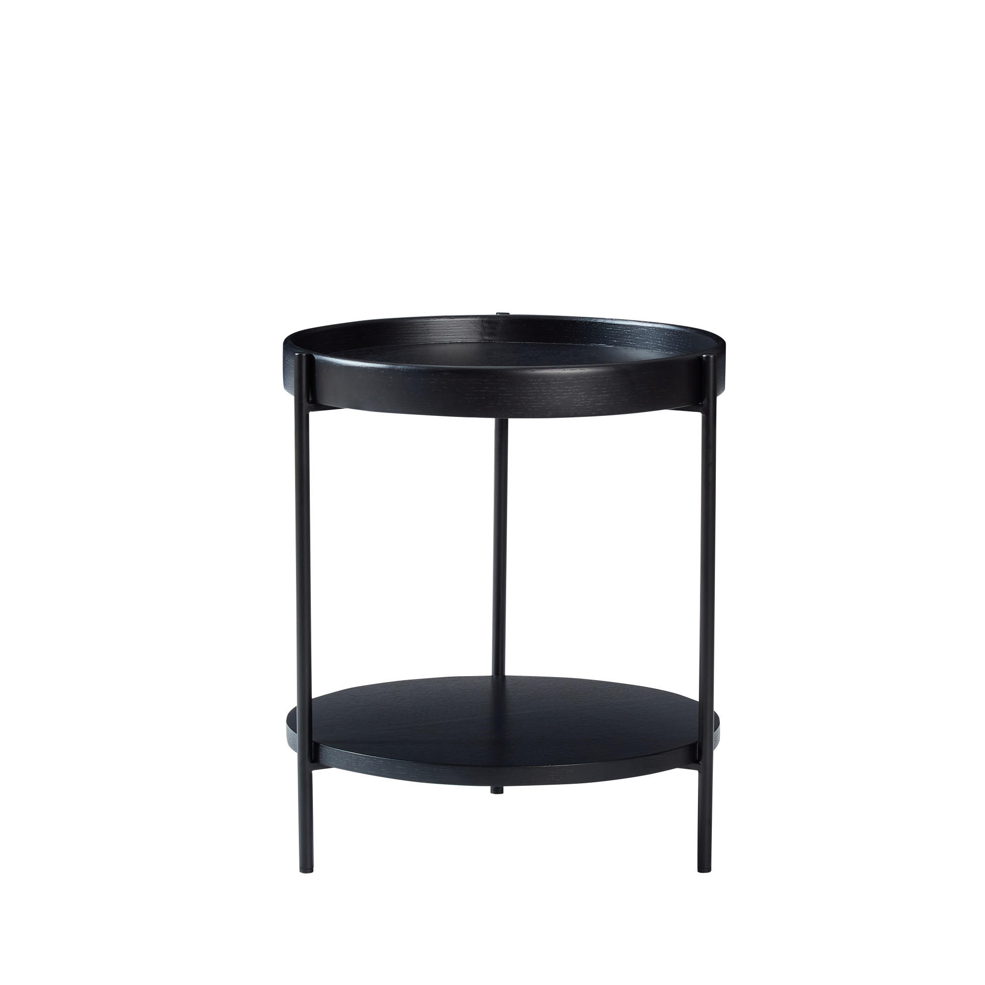 COUCHTISCH Ø69/38 cm Schwarz aus Massivholz und MDF mit 2-stöckigem Design - Schwarz, Holzwerkstoff (44/44/48cm) - OKMYHOME