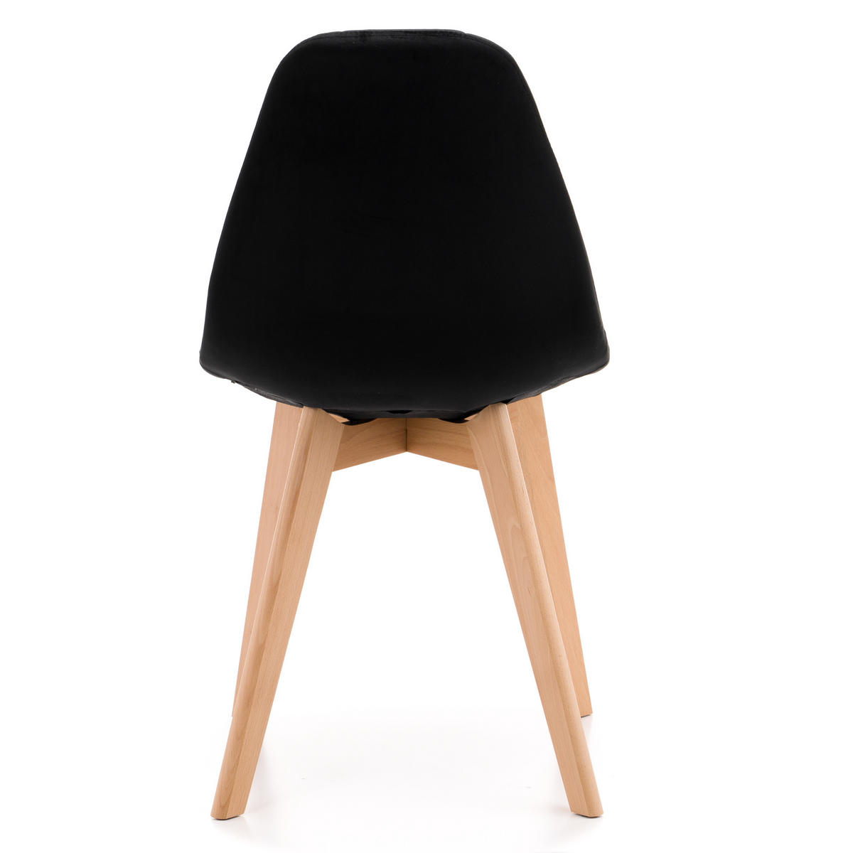 STUHL VEGAS im skandinavischen Stil - schwarz - Samt Velours - Schwarz/Naturfarben, Holz/Kunststoff (47/86/42cm) - NEW HOME