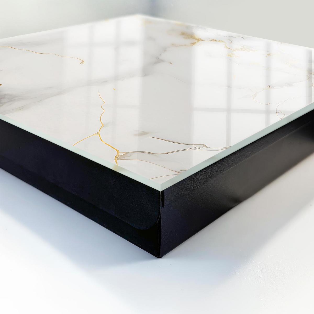 SCHLÜSSELBOX Schwarz 30x30 cm- Türöffnung nach rechts - Eleganter Hintergrund - Weiß, Metall (30/30/5cm) - TULUP