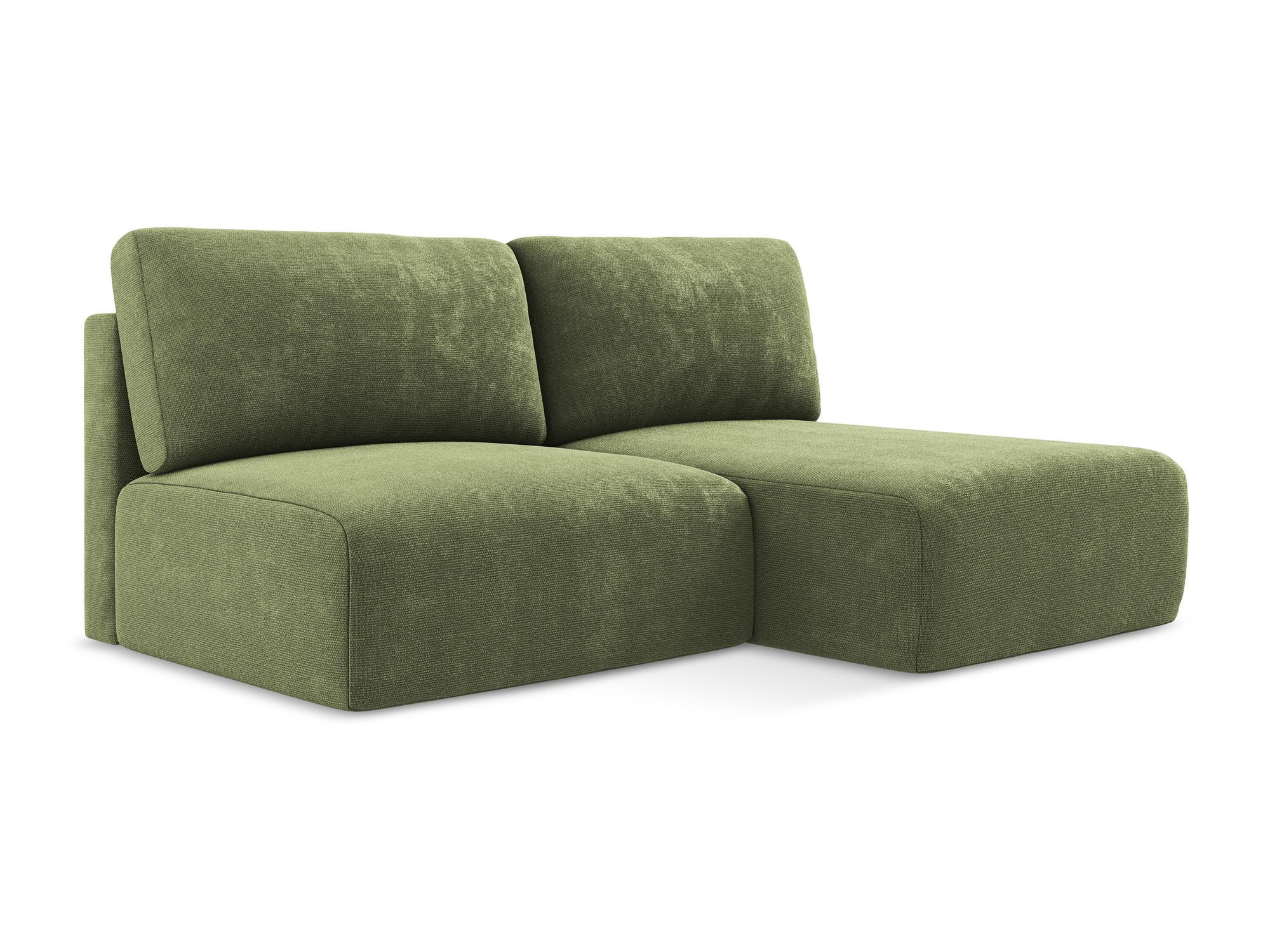 ECKSOFA mit Schlaffunktion rechts Chenille Stoff Grün - Schwarz/Grau, Kunststoff/Textil (210/149cm) - Makamii