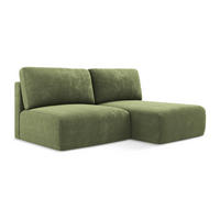 ECKSOFA mit Schlaffunktion rechts Chenille Stoff Grün - Schwarz/Grau, Kunststoff/Textil (210/149cm) - Makamii