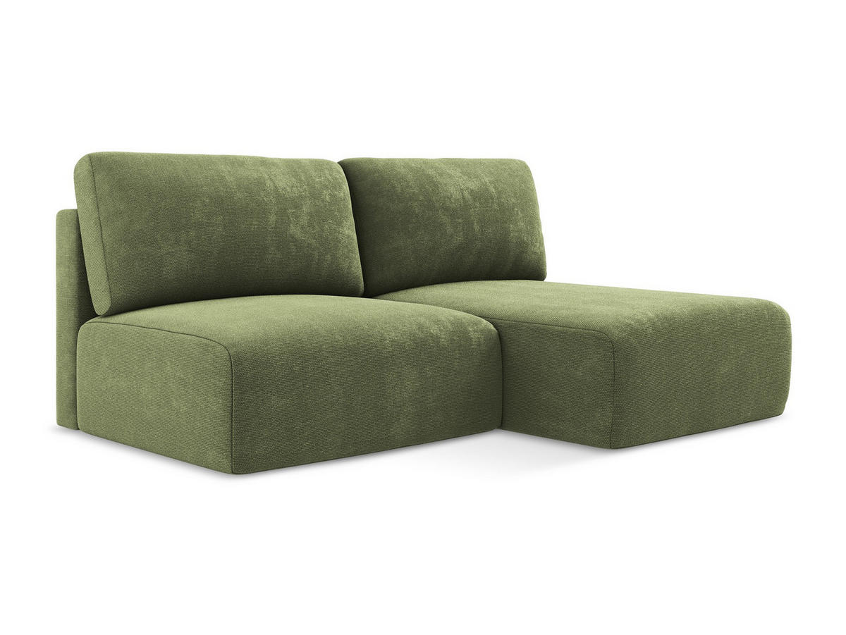 ECKSOFA mit Schlaffunktion rechts Chenille Stoff Grün - Schwarz/Grau, Kunststoff/Textil (210/149cm) - Makamii