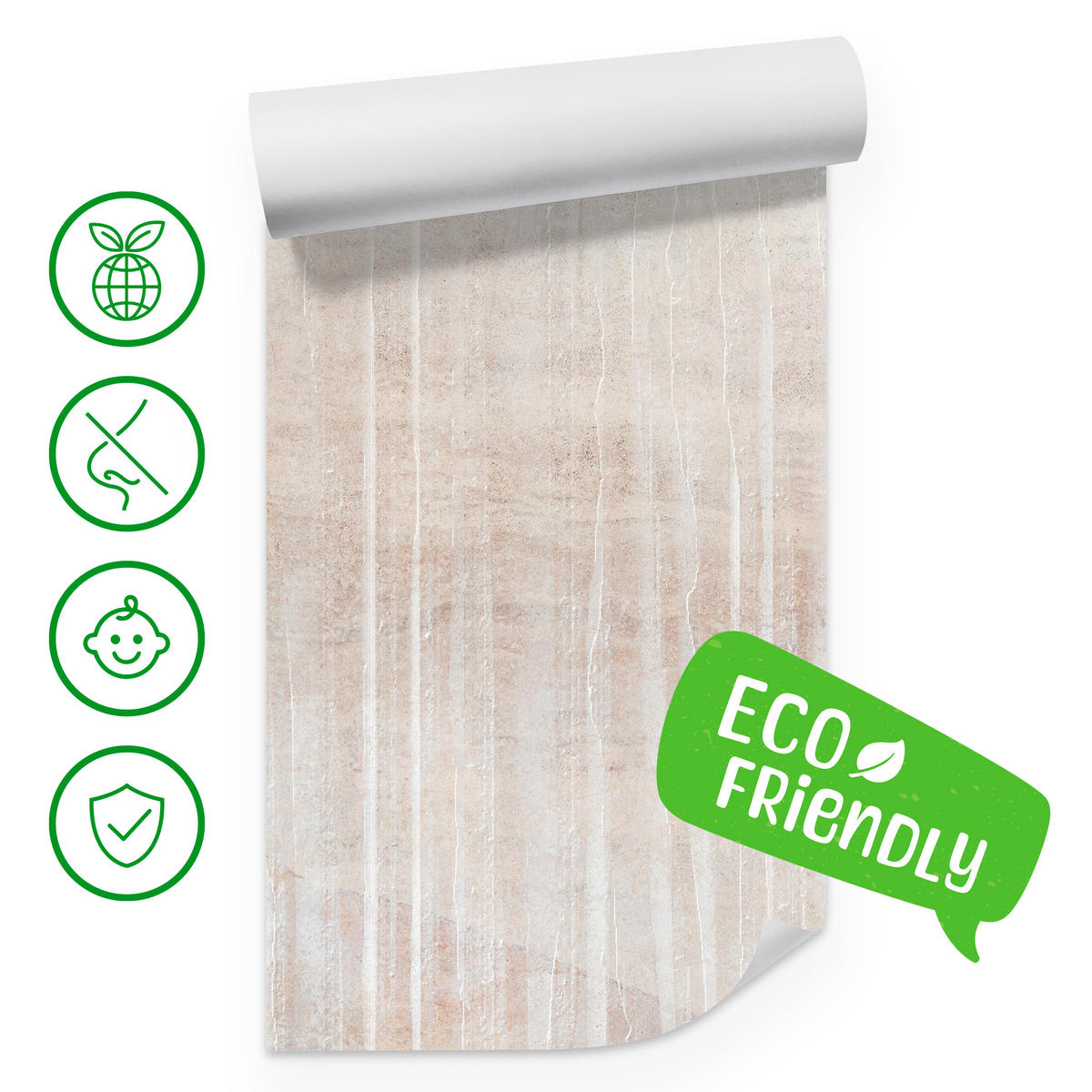 FOTOTAPETE für Schlafzimmer Beton Optik Abstraktion Boho Vintage Retro Natürlich 300x210 - Beige/Braun, Papier (300/210cm) - Muralo