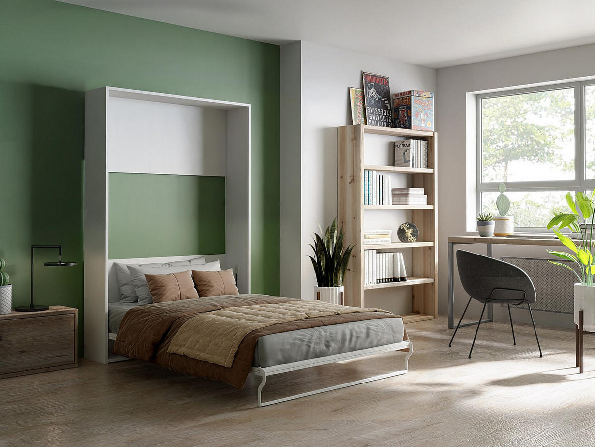 SCHRANKBETT - 2 Personen - Holz, Platte - Weiß - - Weiß, Holz (140/200cm) - Vente-Unique