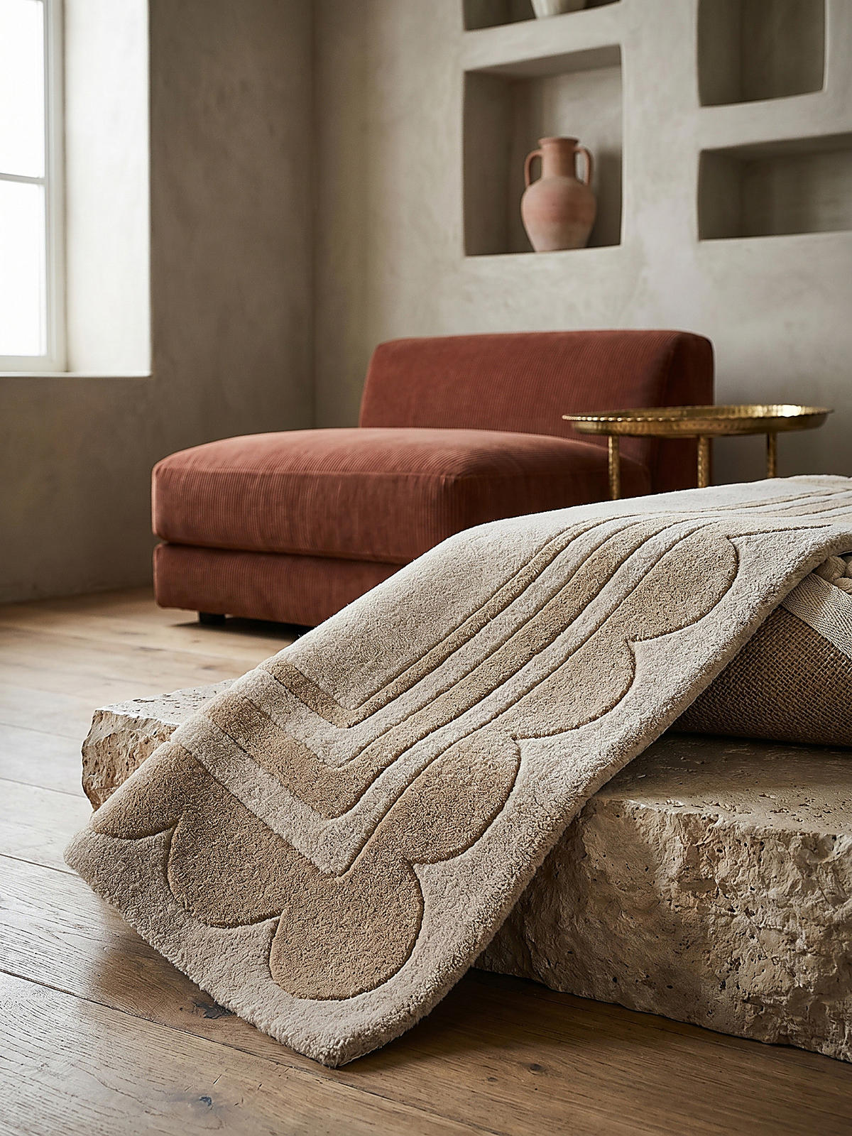 WOLLTEPPICH Grafisches Muster, Rahmen, Wohnzimmer schmutzabweisend Beige Rechteckig 120x170 - Beige, Textil (170/120cm) - KADIMA DESIGN