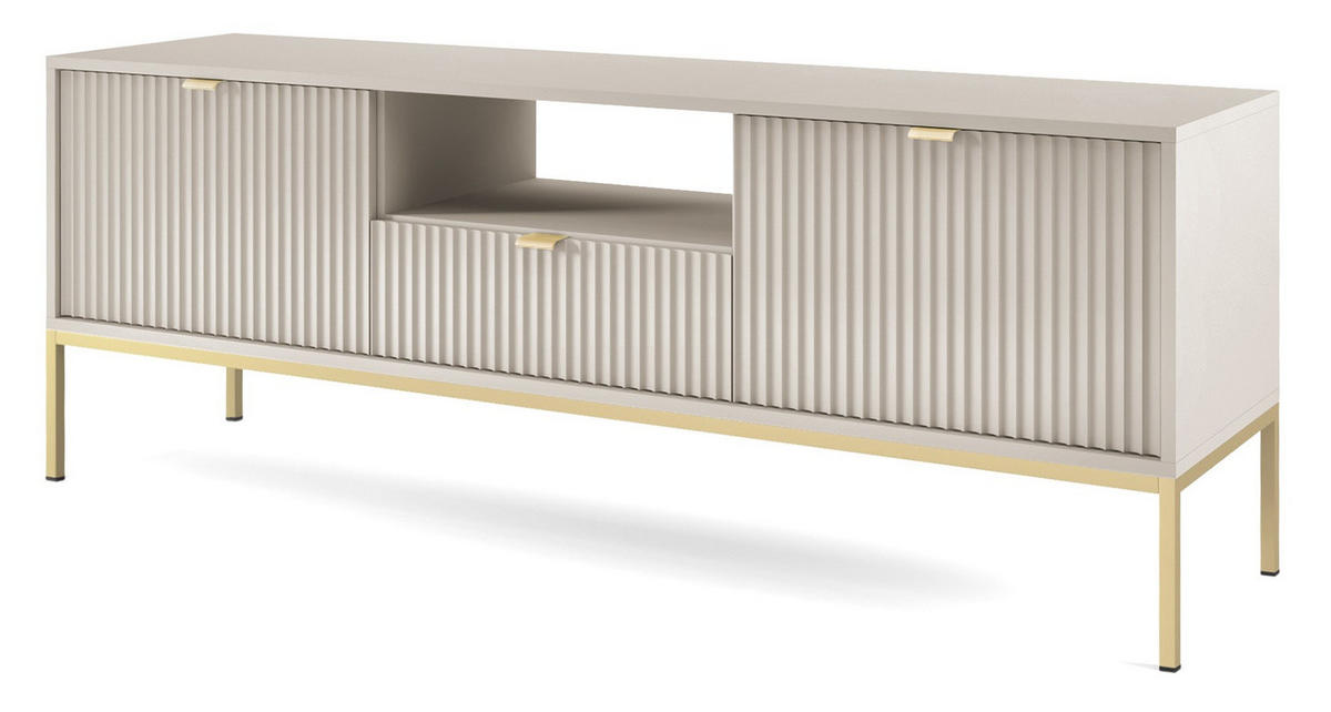 LOWBOARD Kioto RTV 154 cm in Kaschmirfarbe mit goldenen Füßen - Kaschmir/Goldfarben, Holzwerkstoff/Metall (154/56/39cm) - Ravio