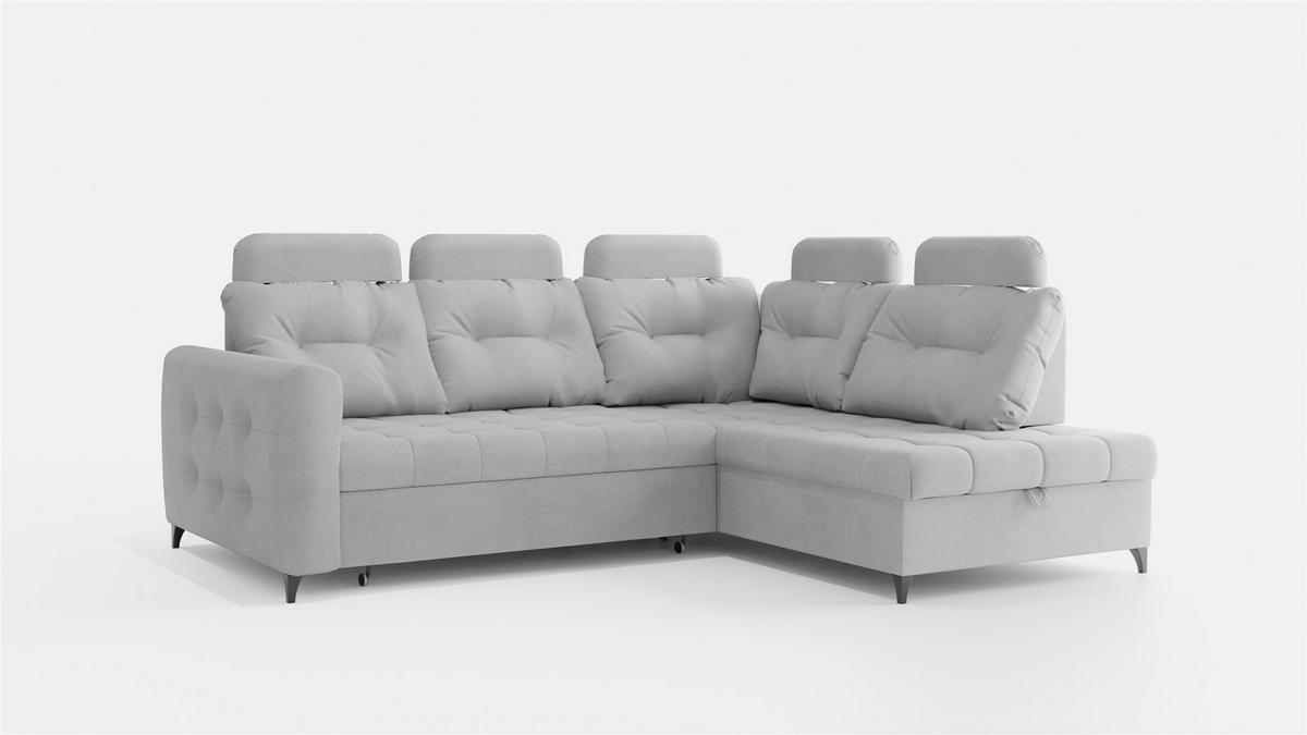 ECKSOFA Wendie - Hellgrau, Holzwerkstoff/Textil (250/200cm) - Fun Möbel