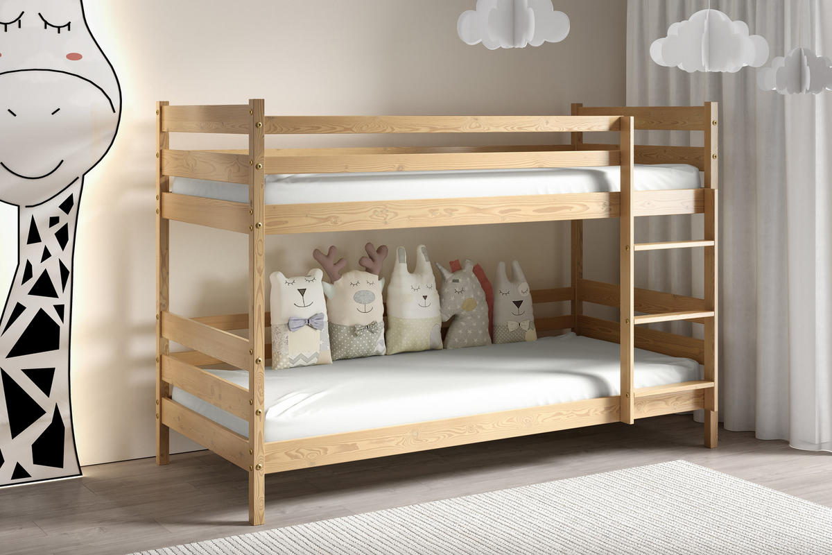 ETAGENBETT SIMBA mit Bettkasten 80x190 cm Kieferfarben - Kieferfarben, Holz (80/190cm) - MASSENO