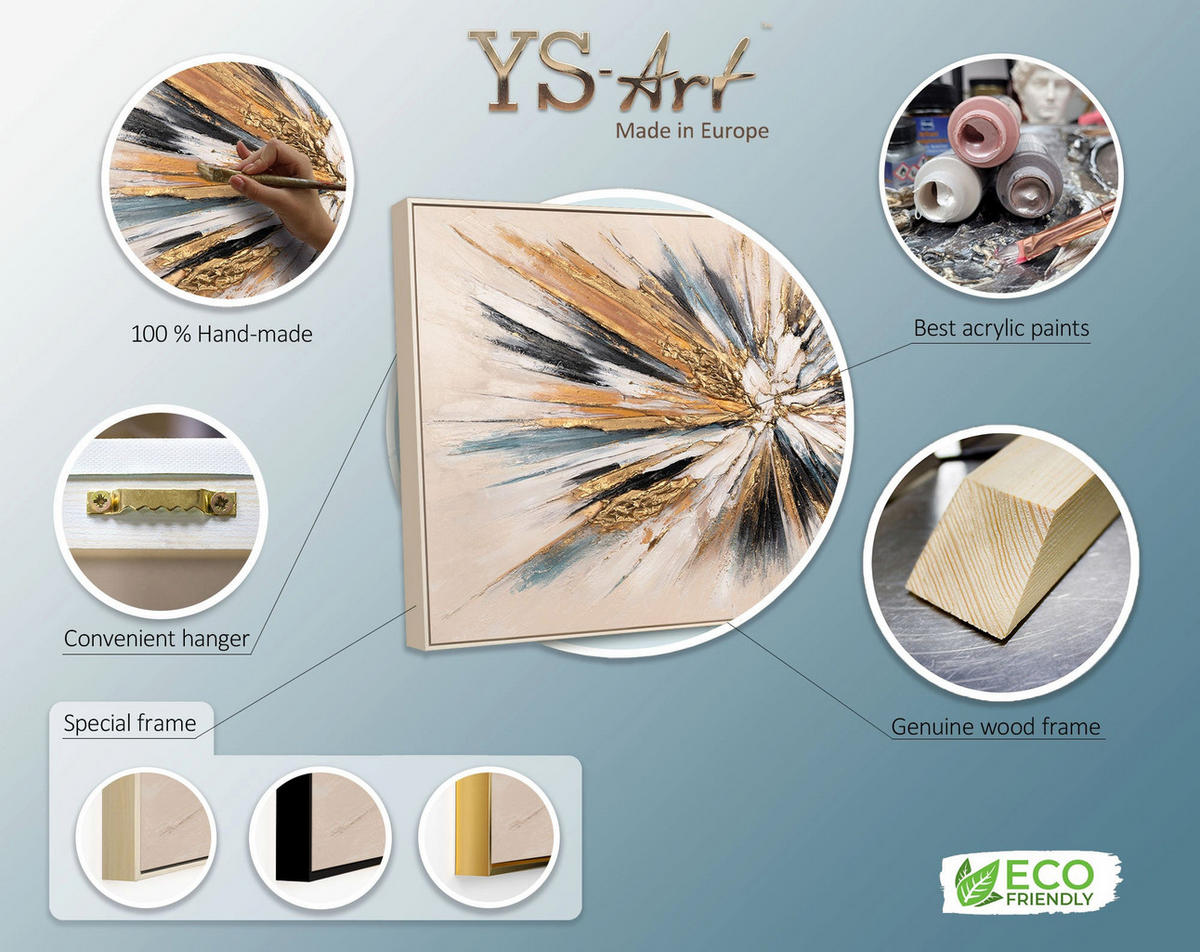 GEMÄLDE Impuls Schattenfugenrahmen Beige 200x100 cm - Beige, Holz (200/100cm) - YS-art gallery