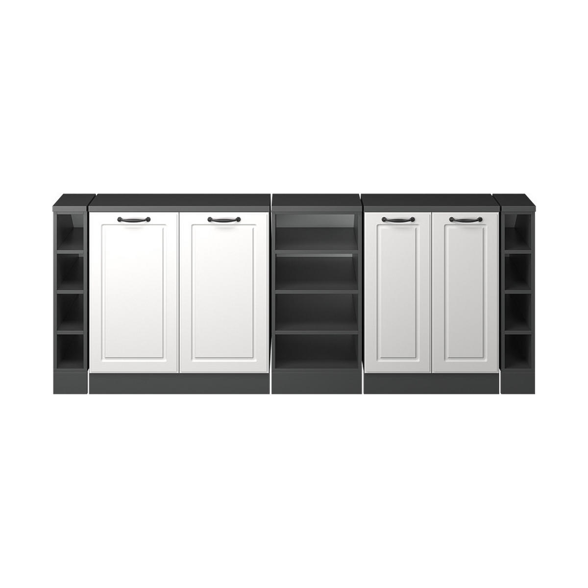 ŠATNÍKOVÁ ZOSTAVA PRE ŠIKMÉ STRECHY Rion Biely vidiecky dom 210 cm Súprava 5 korpusov skrine hĺbka 60 cm - biela/antracitová, kompozitné drevo (210/83.8/60cm) - Vicco