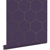 TAPETE Wabenmuster 53 cm x 10.05 m - Lila, Papier (53/1000cm) - ESTAhome