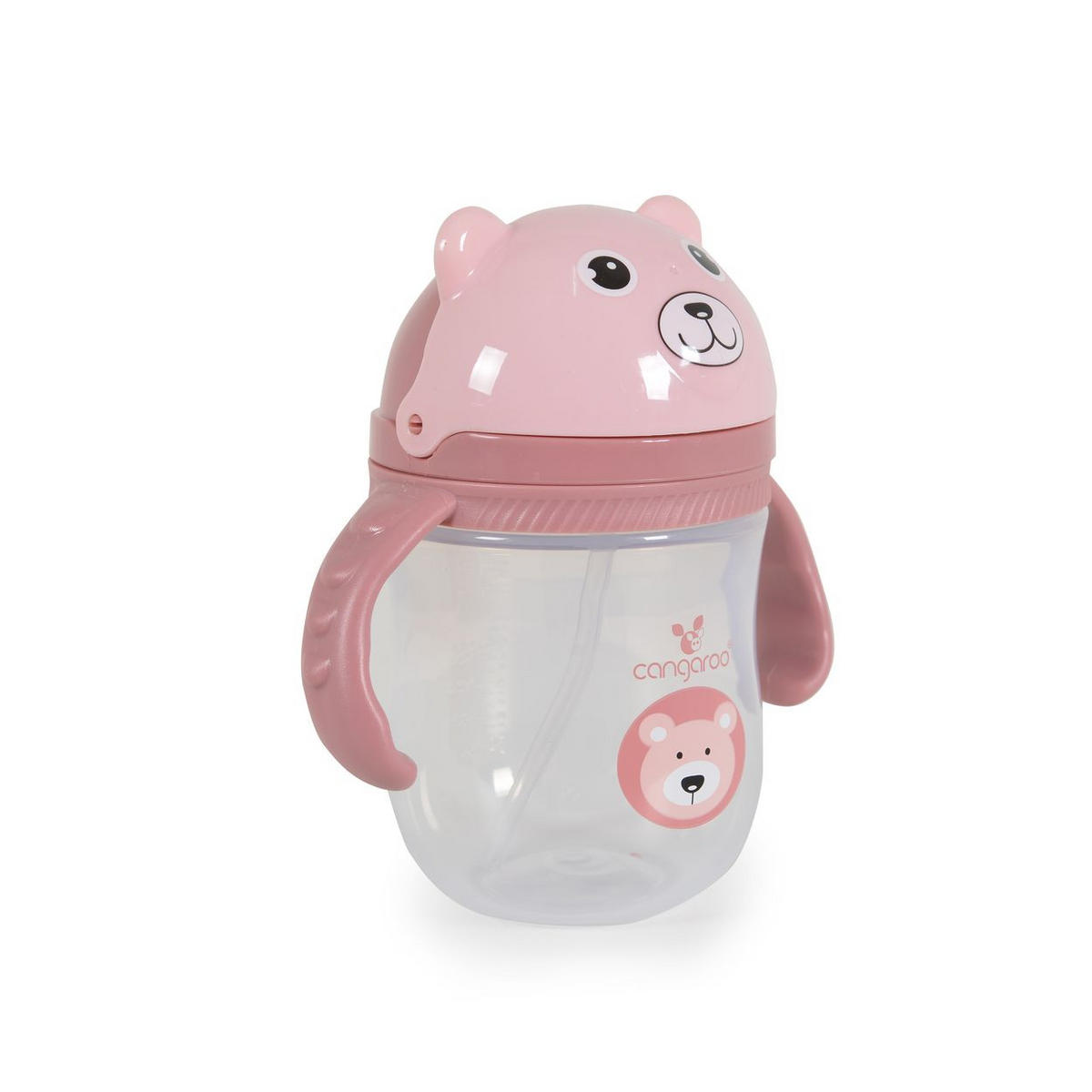 TRINKLERNBECHER Berry 240 ml rosa Silikon, deckel, Schutzdeckel, Trinkhalm, Haltegriffe, Griff, griffe - Rosa, Kunststoff (7/14/7cm) - Cangaroo