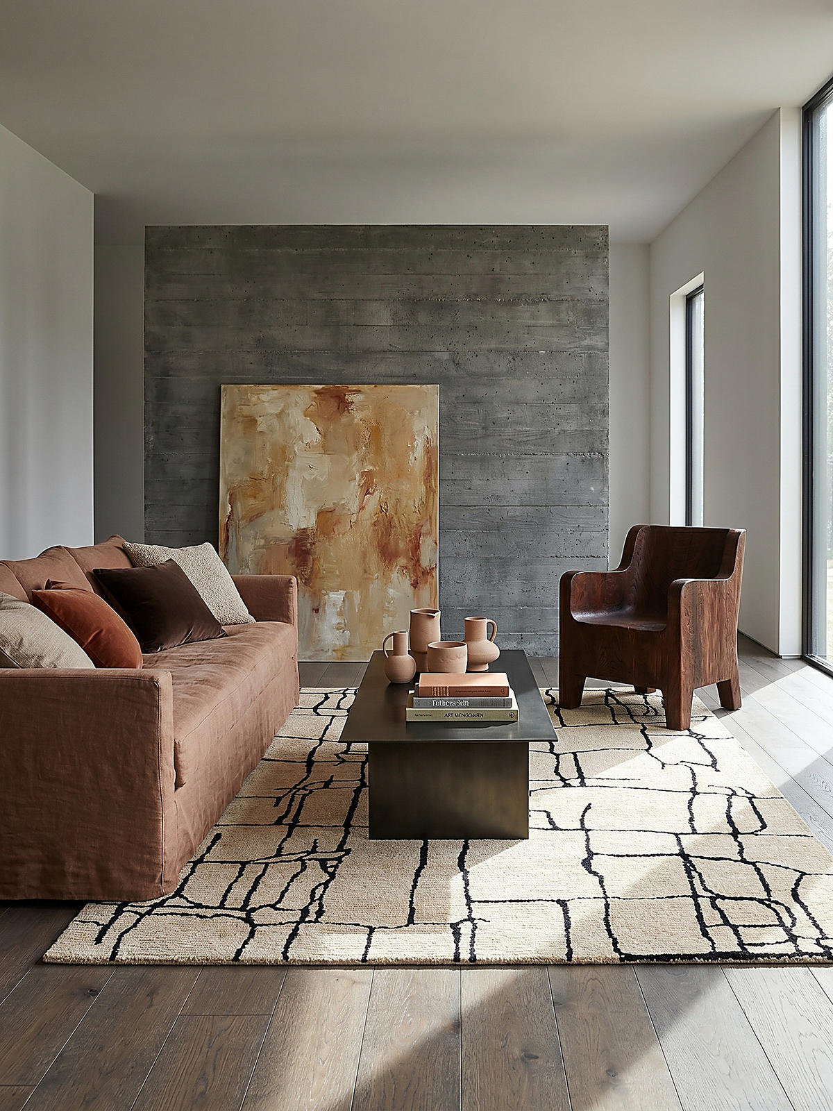 TEPPICH ARLEN, abstrakt, Creme-Schwarz, 120 x 170 cm - Beige, Textil (170/120cm) - KADIMA DESIGN