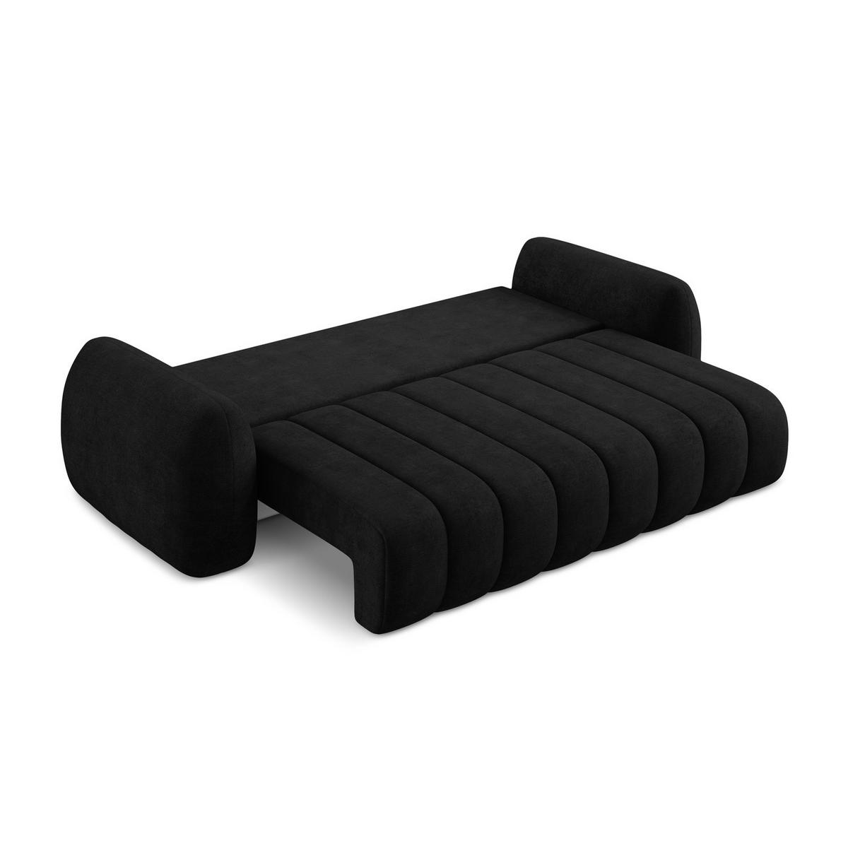 3-SITZER SOFA mit Schlaffunktion Chenille Stoff Schwarz - Schwarz, Holzwerkstoff/Kunststoff (266/95/121cm) - LaMiaSofa