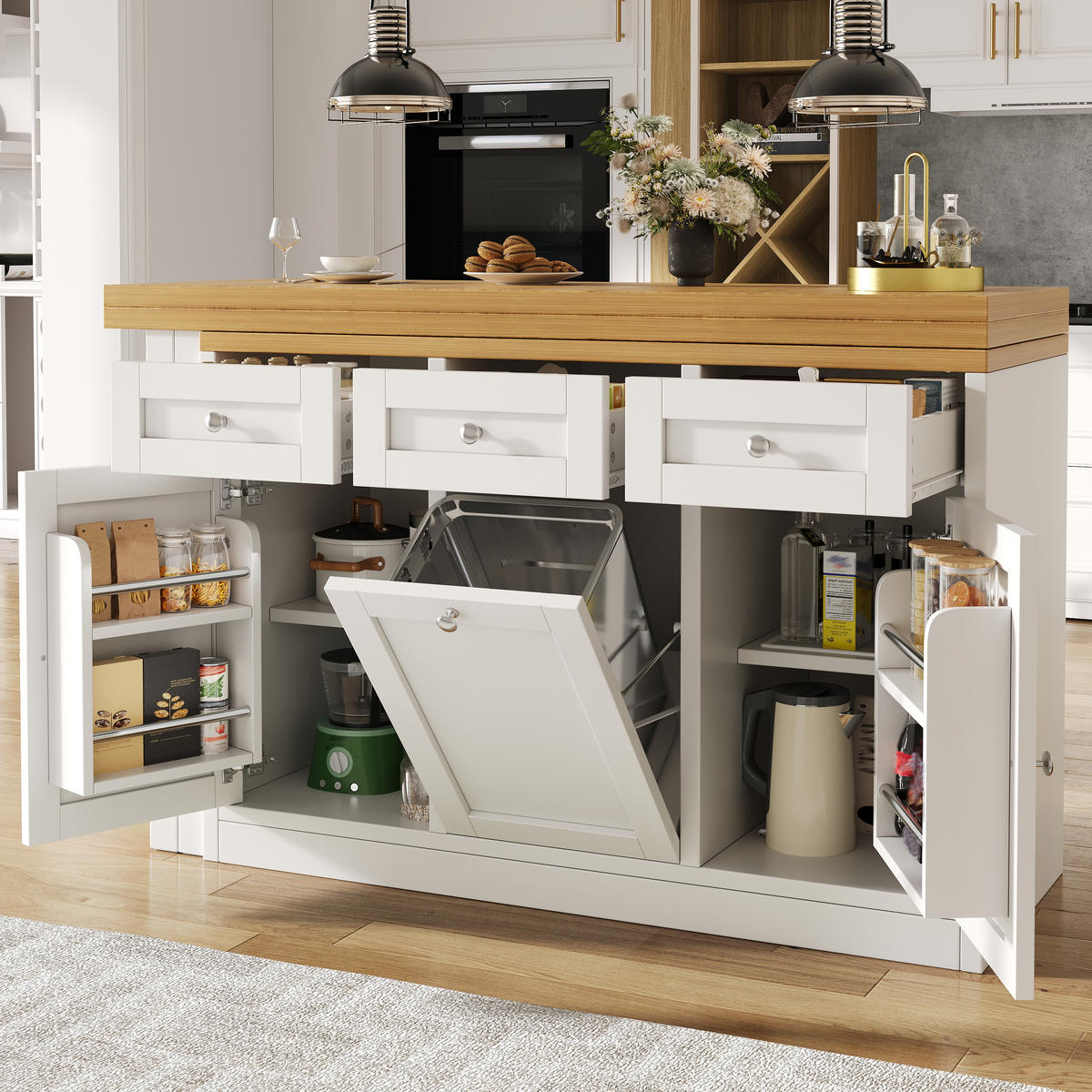 BARTISCH Ausziehbar Klappbar Stauraum Schublade Weiß - Weiß, Holzwerkstoff (40/120/72cm) - FLIEKS