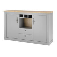 SIDEBOARD grau, Artisan Eiche Landhaus 166 cm, Kommode mit viel Stauraum - Hellgrau/Eiche Artisan, Holzwerkstoff/Metall (166/100/44cm) - Furn.Design