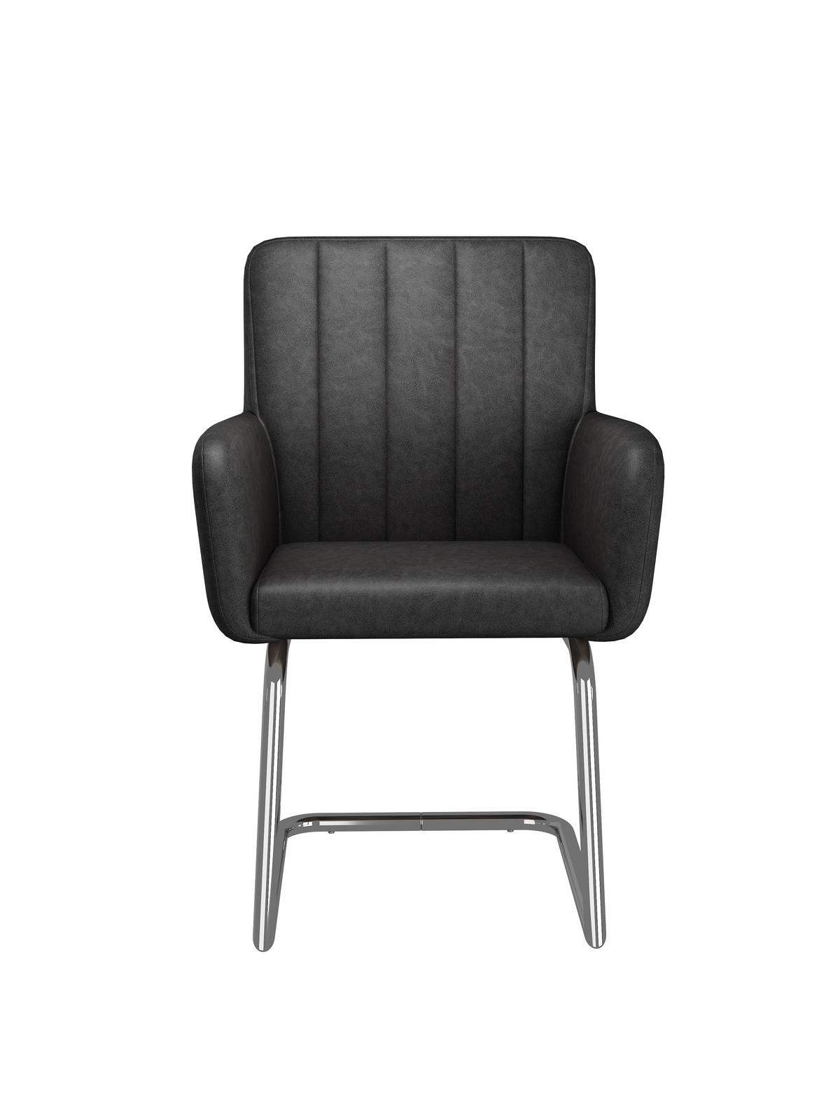 ESSZIMMERSTÜHLE 2er Schwarz Kunstleder Metallbeine modern - Schwarz, Leder (57/86/56cm) - FLIEKS