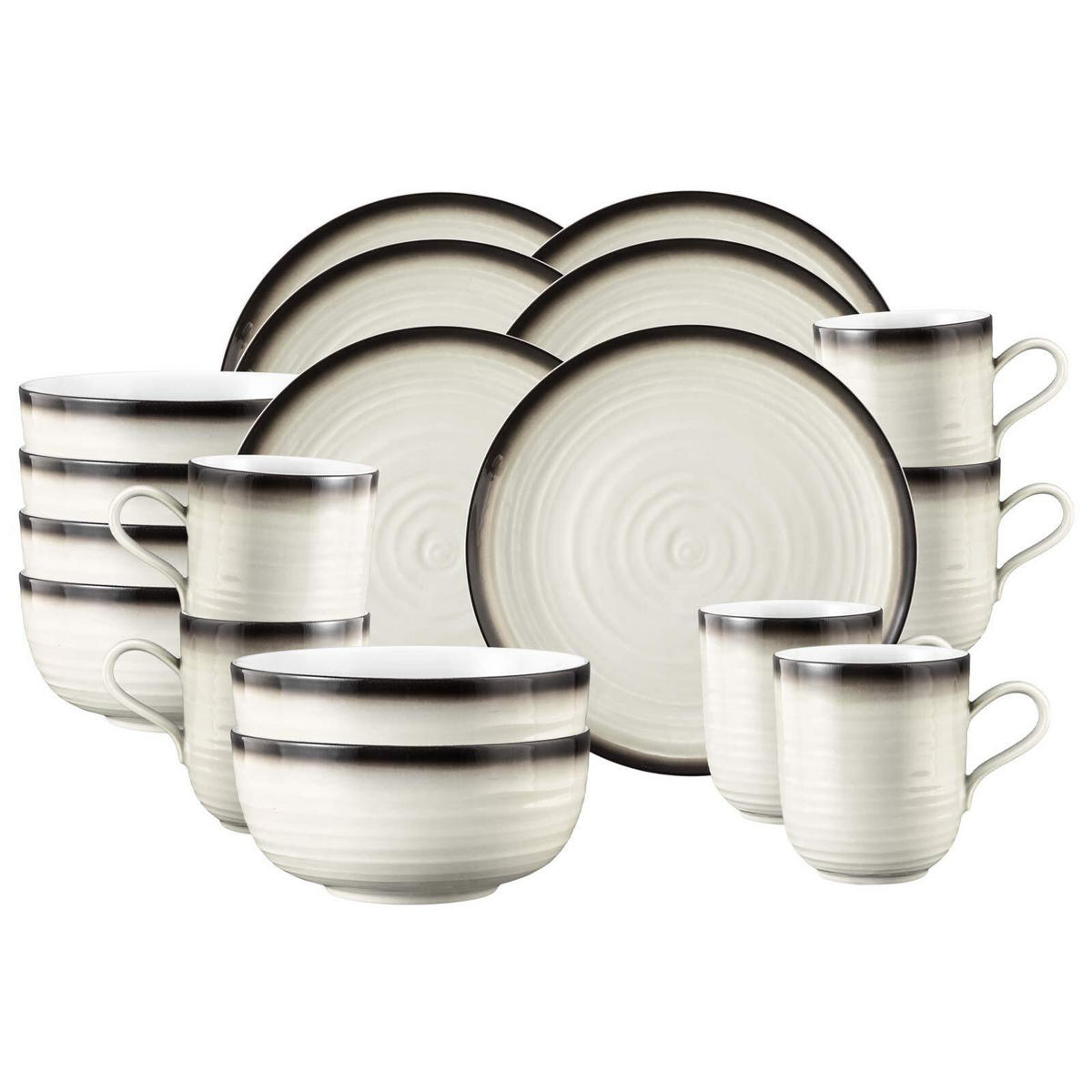 FRÜHSTÜCKS-SET Terra Corso 18er Set - Beige/Grau, Keramik (1/1/1cm) - Seltmann Weiden