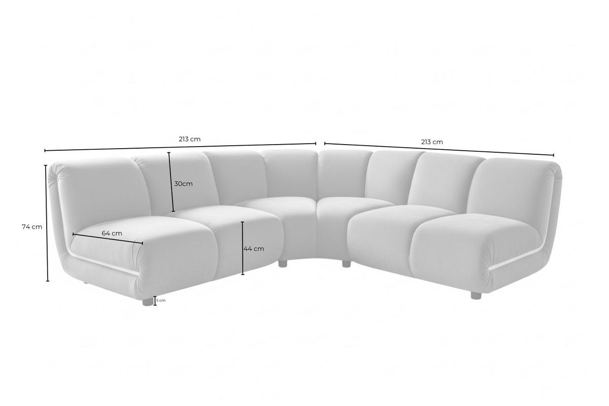 MODULSOFA LAYLA Gelb Velvet - Gelb/Schwarz, Buchenholz/Textil (213/213cm) - KAWOLA