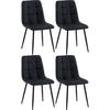STUHL 4er Set Stoff Schwarz - Schwarz, Textil/Metall (45/84/55cm) - CLP
