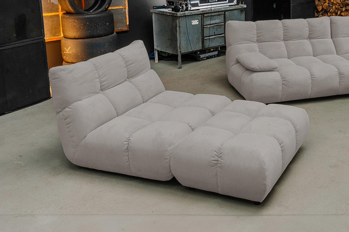 DREHSESSEL VIVIEN Grau Cord Drehbar (360°) - Schwarz/Grau, Kunststoff/Textil (112/85/108cm) - KAWOLA