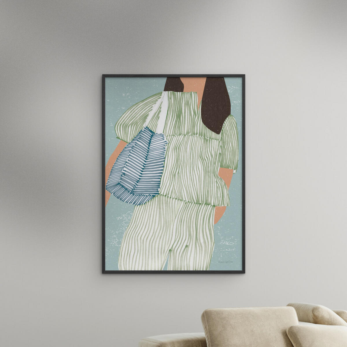 POSTER mit Rahmen Wild Apple - Striped ll - Schwarz/Grün, Holz/Papier (30/40cm) - Poster&Frame