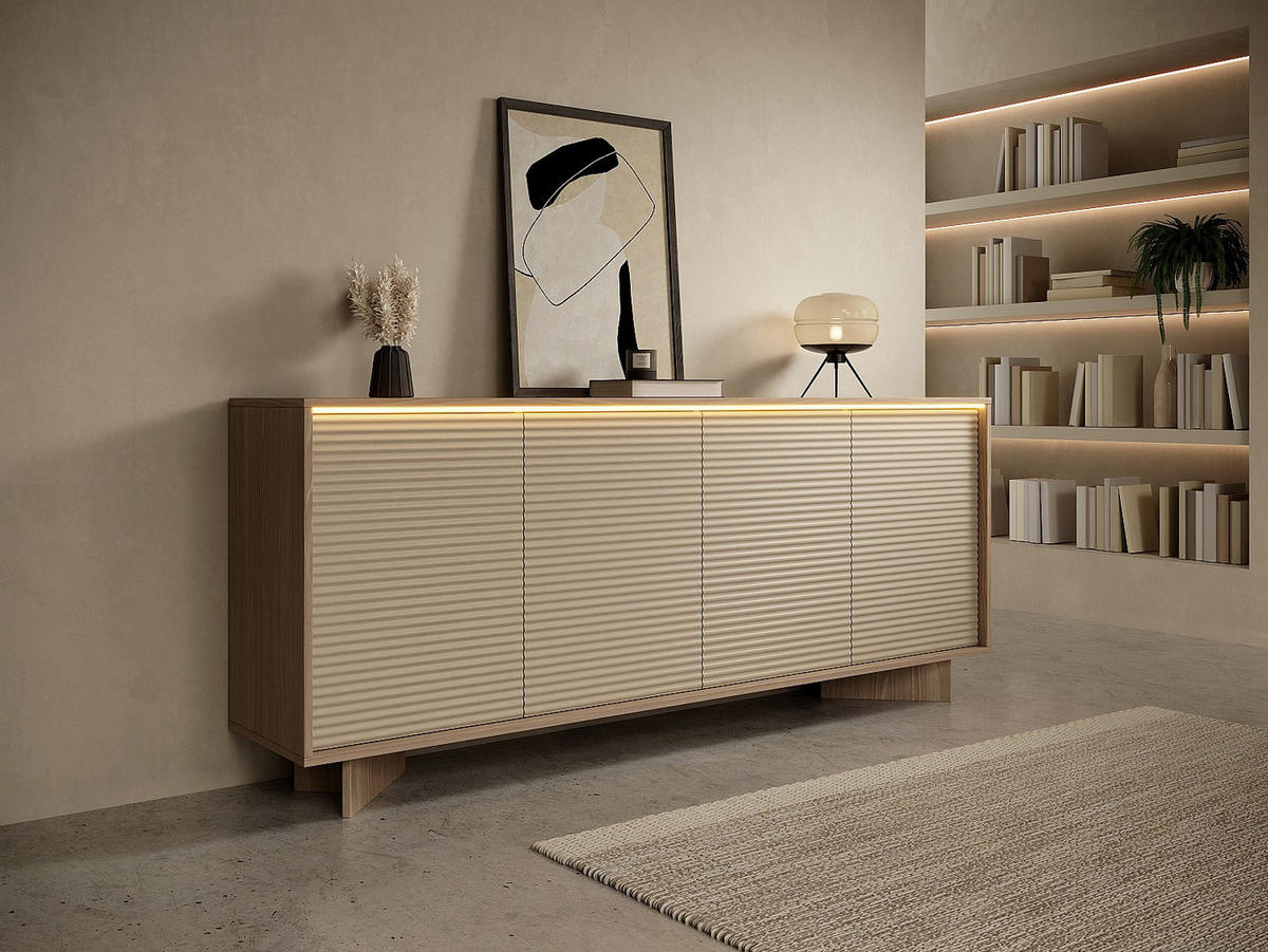 SIDEBOARD - 204 cm x 40 cm - holz - beige, naturfarben hell Mayrona - Beige/Naturfarben, Holz (204/84.4/40cm) - Vente-Unique