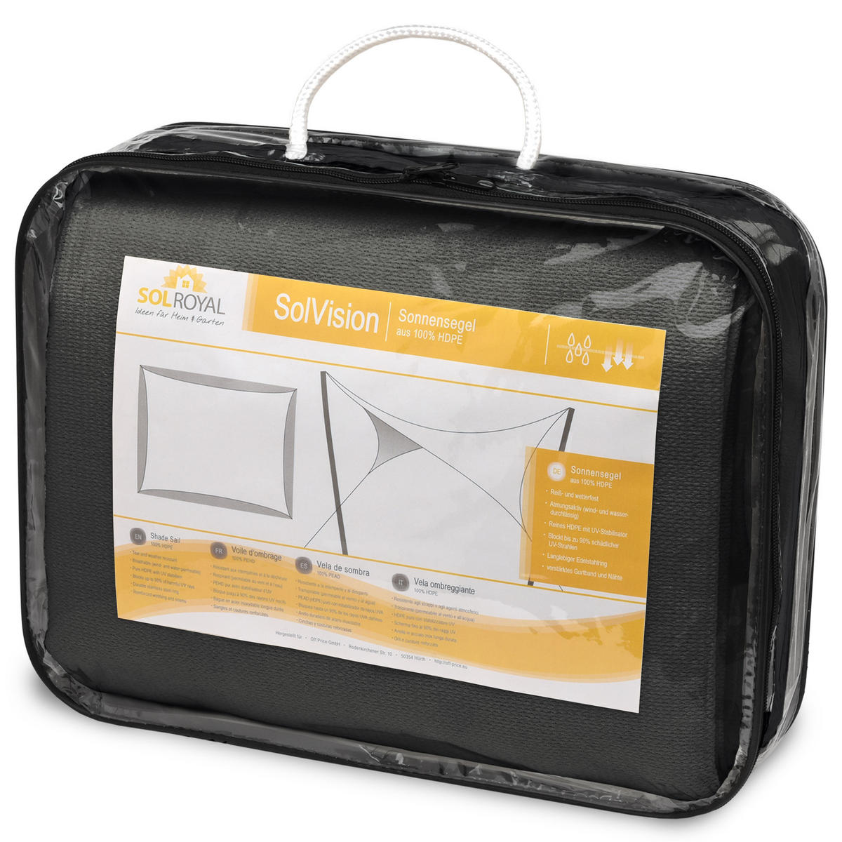 SONNENSEGEL SolVision HS9 400/600 cm rechteckig Anthrazit HDPE - Anthrazit, Kunststoff (400/600cm)