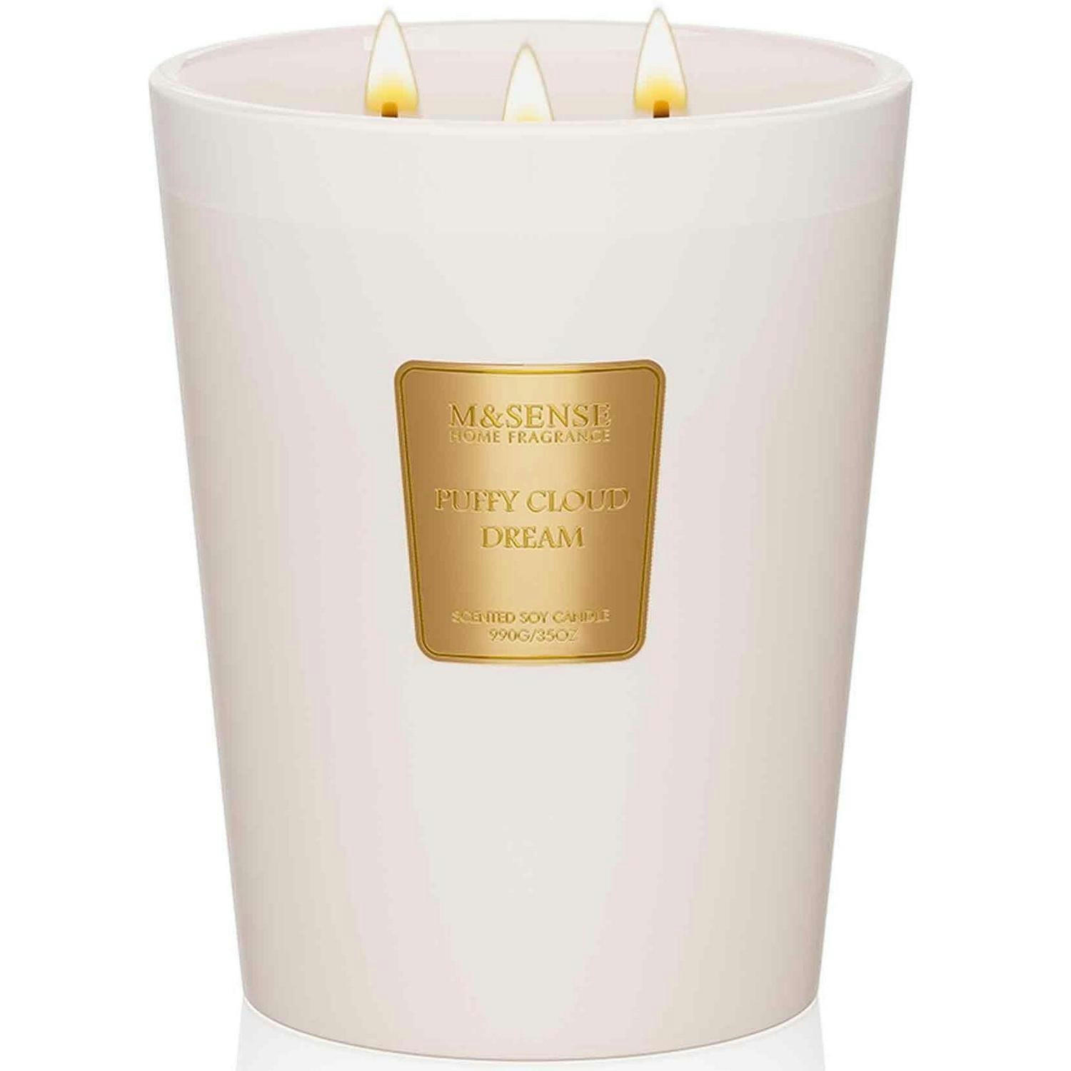 DUFTKERZE Wolkentraum 990g 150 Std Brenndauer 3 Dochte - Weiß, Paraffin (12.8cm)