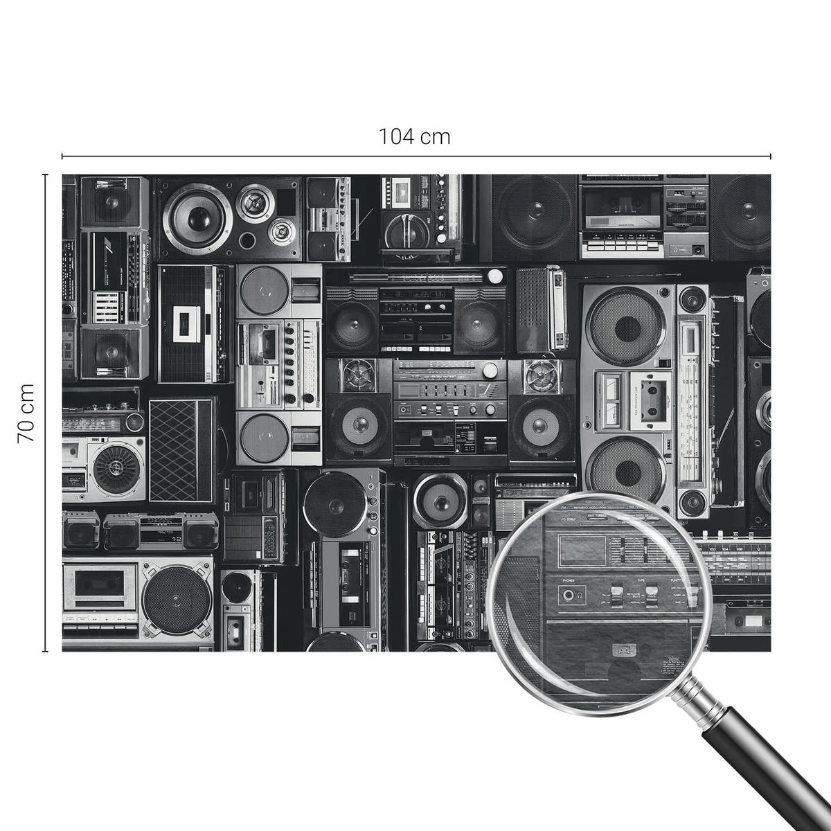 FOTOTAPETE 104x70 cm - Retro-Radio - Schwarz, Textil (104/70cm) - Wallfluent