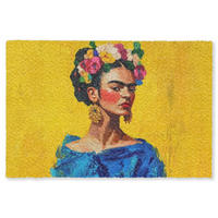 ROHOŽKA Frida Kahlo - Žena - Žlutá - Modrá - Květiny 120x80 cm - žlutá, textil/umělá hmota (120/0.4cm) - MuchoWow
