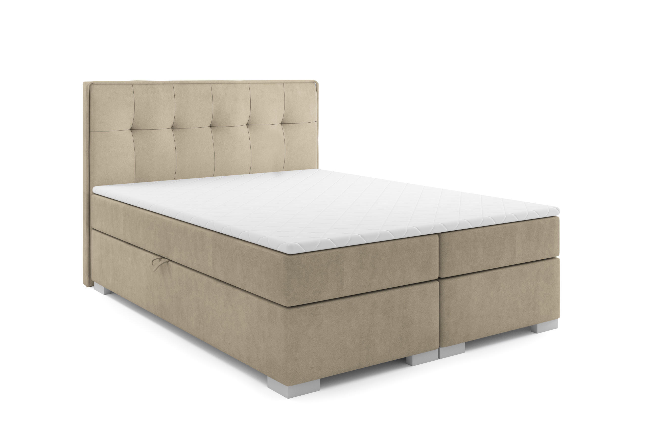 BOXBETT PALERMO 160 x 200 Beige - Beige, Textil/Metall (160/200cm) - VLR BEDS